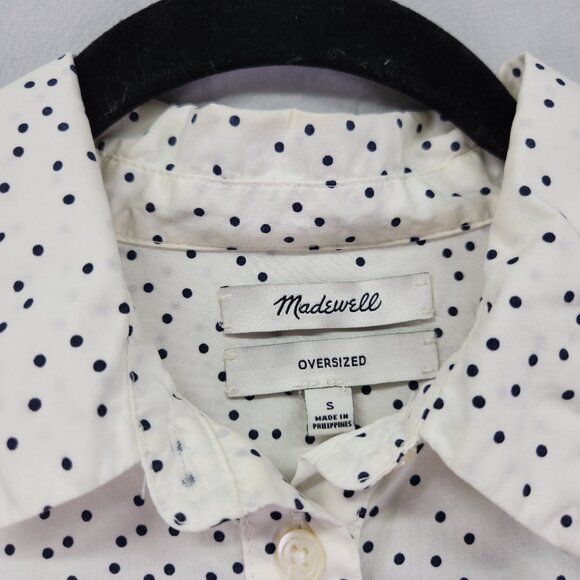 Madewell Shirt Womens Small Oversized Polka Dot Button Up Long Sleeve Top - Picture 6 of 15